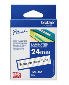 Nhãn in BROTHER TZE-151 băng tape chữ đen nền trong suốt, khổ 24mm